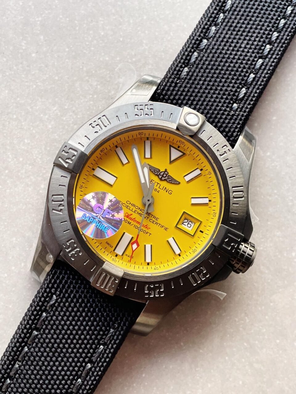 Avenger II Seawolf PVD GF 1:1 Best Edition Yellow Dial on Black Rubber Strap A2824 V2 - Image 5