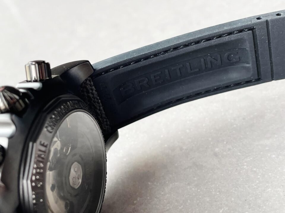 Chronomat 44mm Blacksteel GF 1:1 Special Edition Black Dial on Black Rubber Strap A7750 - Image 8