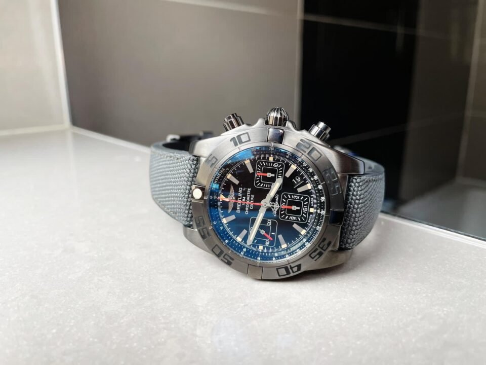 Chronomat 44mm Blacksteel GF 1:1 Special Edition Black Dial on Black Rubber Strap A7750 - Image 5