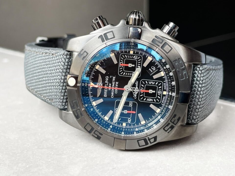 Chronomat 44mm Blacksteel GF 1:1 Special Edition Black Dial on Black Rubber Strap A7750 - Image 4