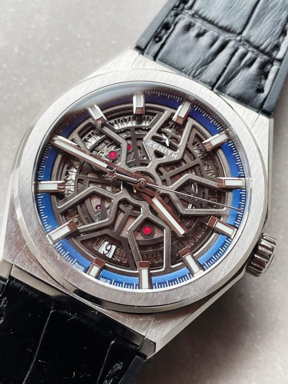 Defy Classic LF 1:1 Best Edition Skeleton Blue Dial on Blue Gummy Strap A2892 - Image 2