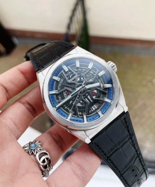 Defy Classic LF 1:1 Best Edition Skeleton Blue Dial on Blue Gummy Strap A2892