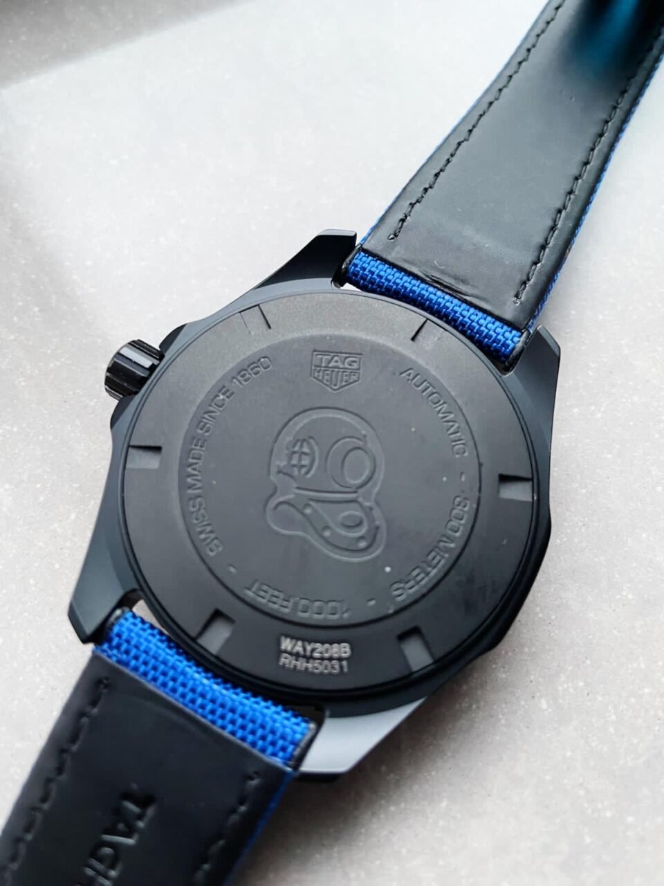 Aquaracer Calibre 43mm SS V6F Best Edition Black Blue Textured Dial Black Blue Ceramic Bezel on Blue Nylon Strap A2824 - Image 7