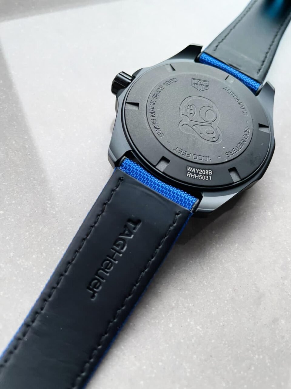 Aquaracer Calibre 43mm SS V6F Best Edition Black Blue Textured Dial Black Blue Ceramic Bezel on Blue Nylon Strap A2824 - Image 8