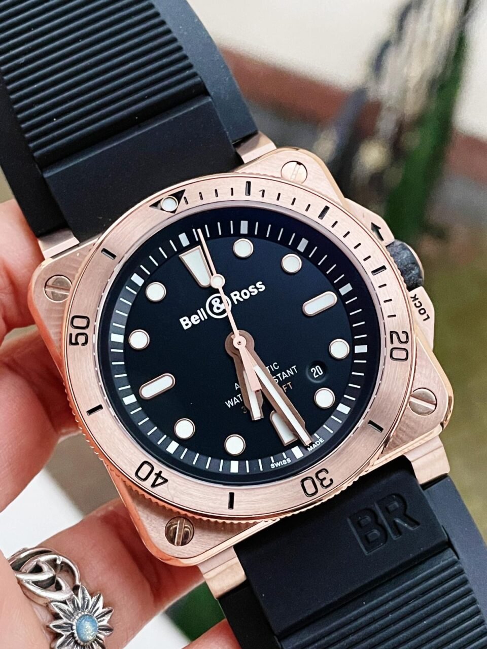 BR 03-92 Diver RG Black Dial on Rubber Strap MIYOTA 9015 - Image 2