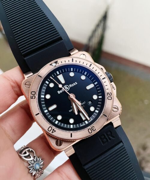 BR 03-92 Diver RG Black Dial on Rubber Strap MIYOTA 9015