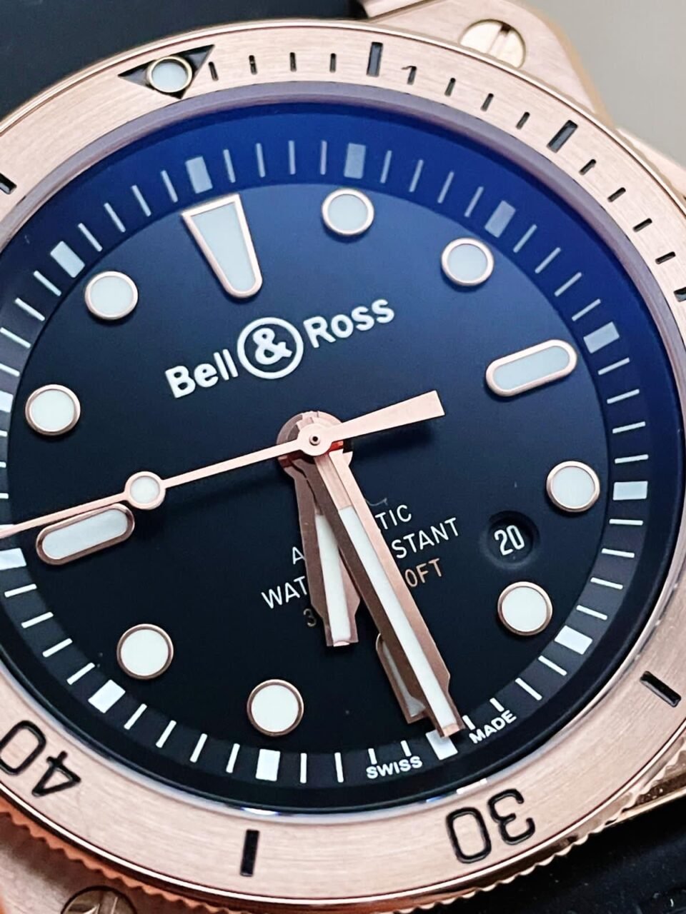 BR 03-92 Diver RG Black Dial on Rubber Strap MIYOTA 9015 - Image 3