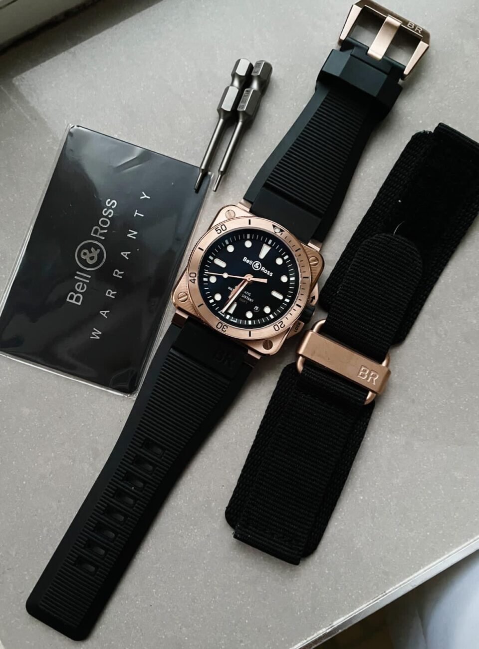 BR 03-92 Diver RG Black Dial on Rubber Strap MIYOTA 9015 - Image 9