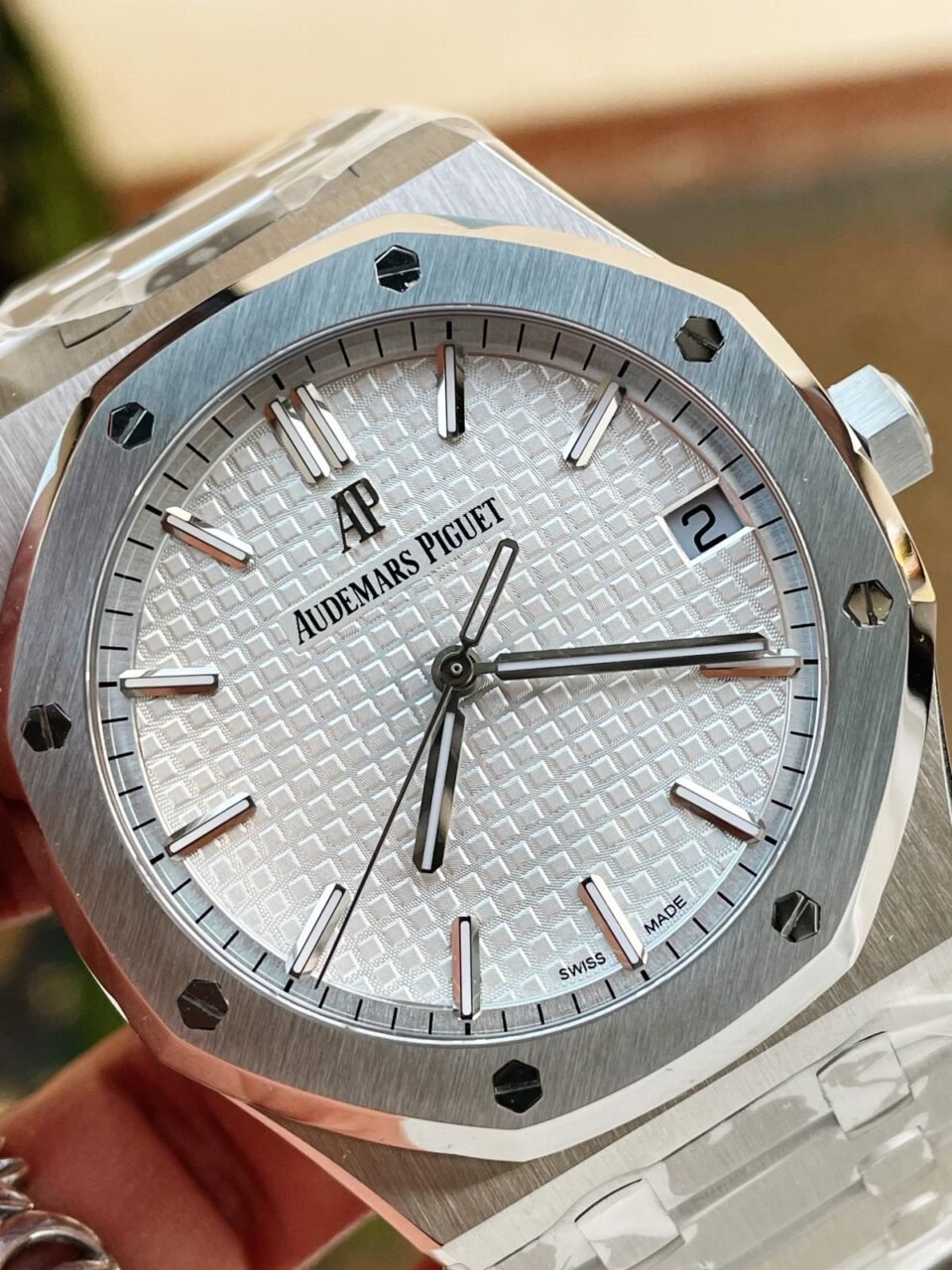 Royal Oak 41mm 15500 SS ZF 1:1 Best Edition White Textured Dial on SS Bracelet A4302 V2 - Image 6