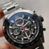 Calibre Heuer 01 Chrono SS/PVD XF 1:1 Best Edition Skeleton Dial Red Hand on SS Bracelet A1887