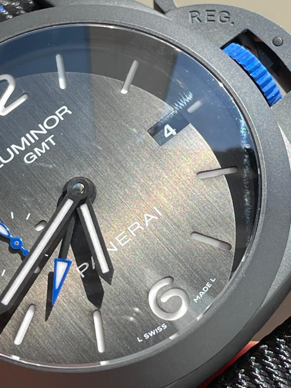 PAM1176 REAL CERAMIC V2 VSF 1:1 BLACK DIAL ON BLUE TEXTILE STRAP P9010 - Image 6