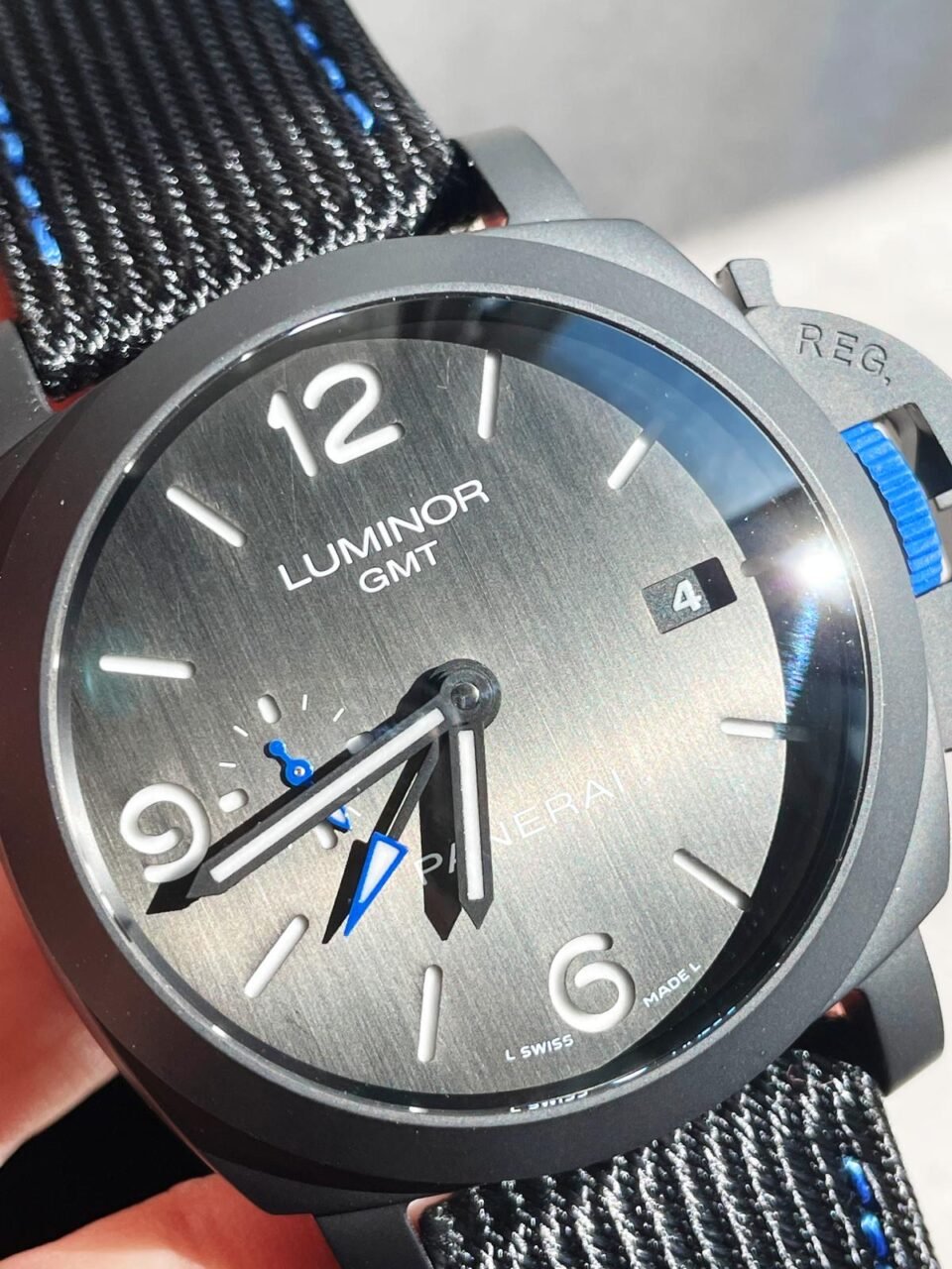 PAM1176 REAL CERAMIC V2 VSF 1:1 BLACK DIAL ON BLUE TEXTILE STRAP P9010 - Image 7