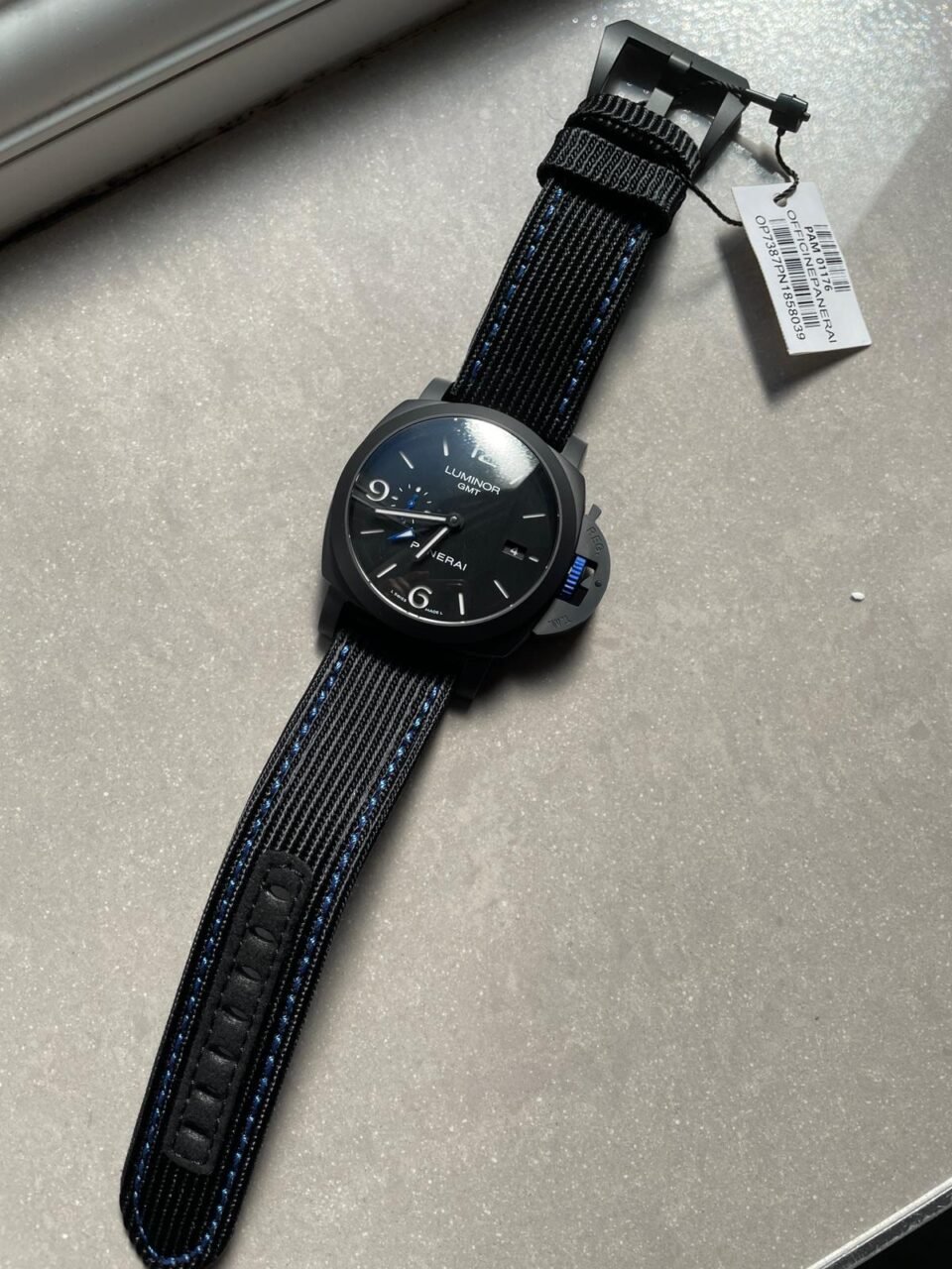 PAM1176 REAL CERAMIC V2 VSF 1:1 BLACK DIAL ON BLUE TEXTILE STRAP P9010 - Image 5