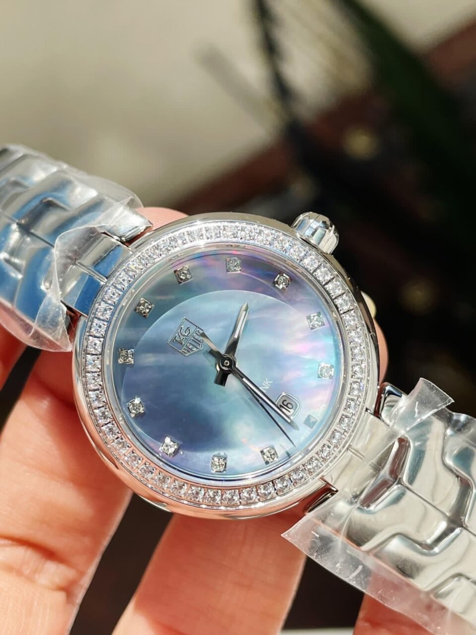 TAG LADIES BLUE DIAL DIAMOND BEZEL RONDA QUARTZ MOVEMENT SS STEEL STRAP - Image 2