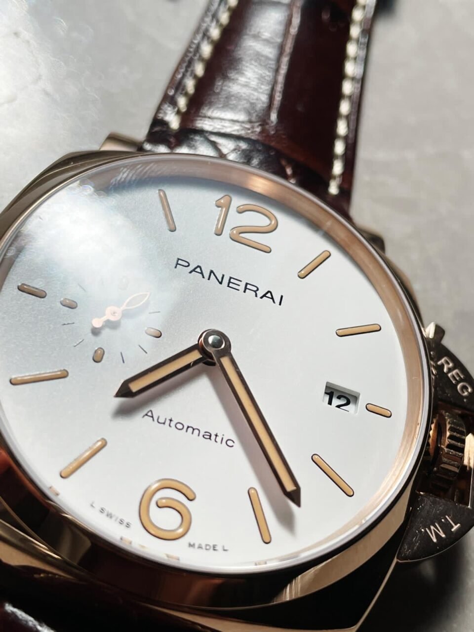PAM1042 Luminor Due RG VSF Best Edition White Dial on Brown Leather Strap - Image 2