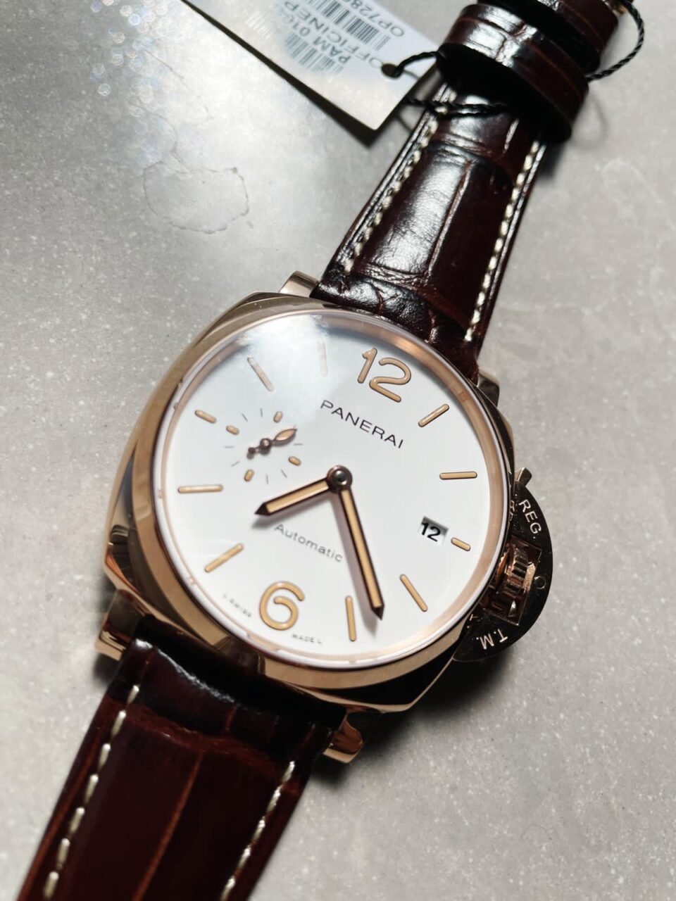 PAM1042 Luminor Due RG VSF Best Edition White Dial on Brown Leather Strap - Image 3