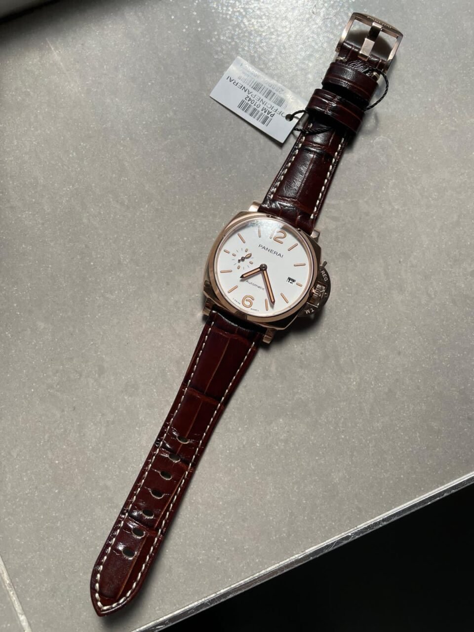 PAM1042 Luminor Due RG VSF Best Edition White Dial on Brown Leather Strap - Image 8