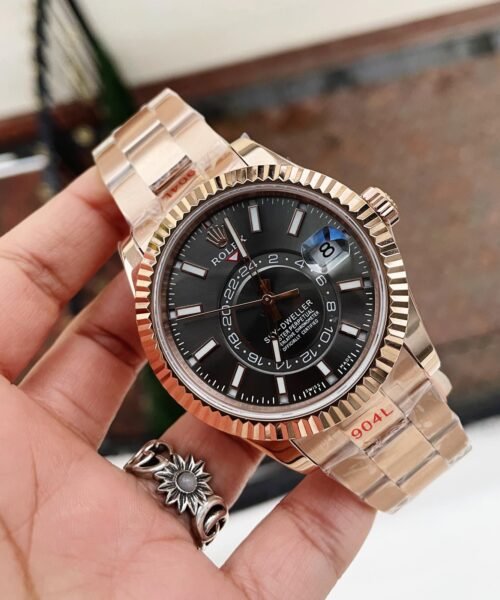 Sky-Dweller 326934 SS Noob 1:1 Best Edition Black Dial on RG SS Bracelet A23J