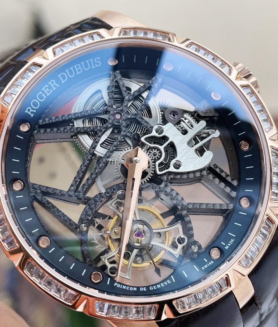 EXCALIBUR RDDBEX0393 RG CRYSTALS BEZEL BBR BEST EDITION SKELETON DIAL ON BROWN LEATHER STRAP A2136 TOURBILLON V2 - Image 8