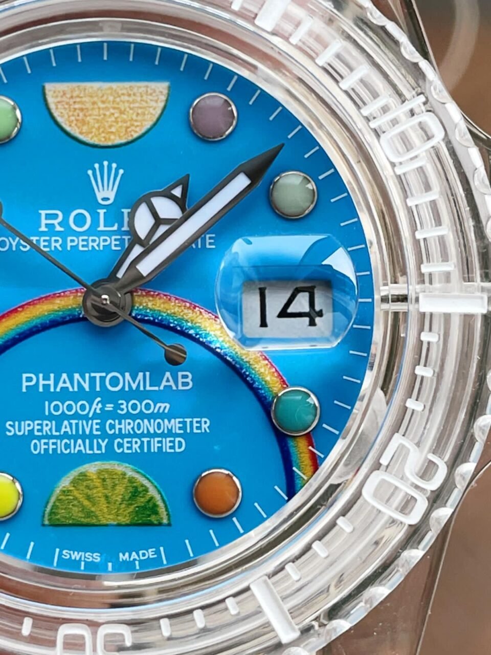 Submariner Phantomlab Transparent 5GF Best Edition Blue Fruit Dial on White Rubber Strap VR3135 - Image 6
