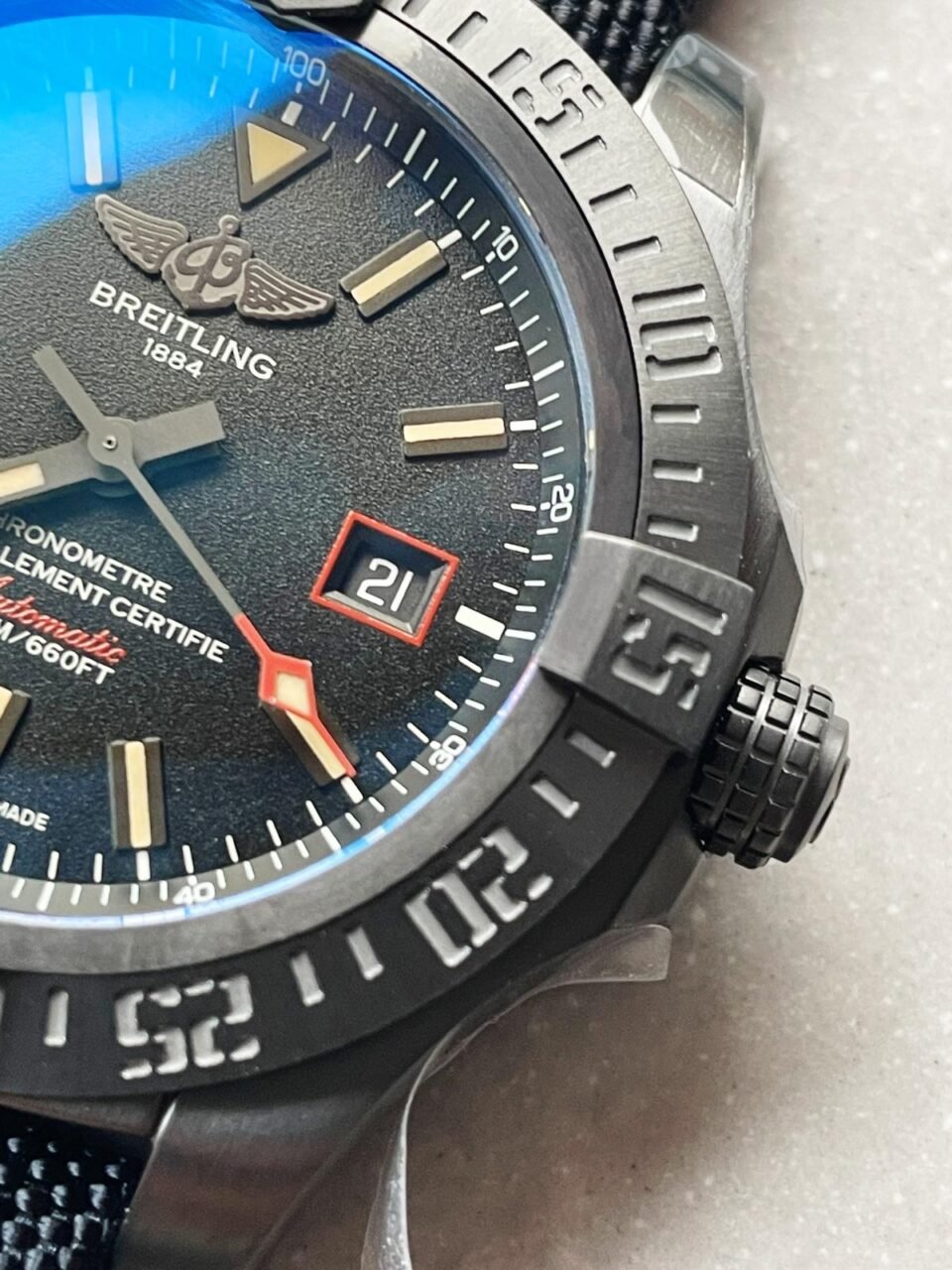AVENGER BLACKBIRD 44MM DLC GF 1:1 BEST EDITION TITANIUM CASE BLACK DIAL ON BLACK RUBBER STRAP A2824 V4 - Image 6