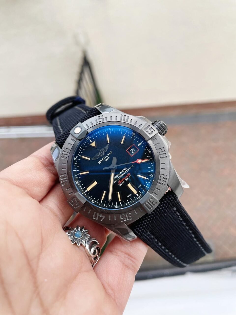 AVENGER BLACKBIRD 44MM DLC GF 1:1 BEST EDITION TITANIUM CASE BLACK DIAL ON BLACK RUBBER STRAP A2824 V4