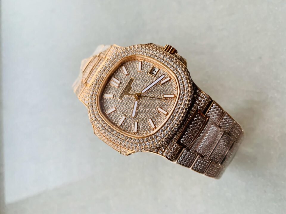 ICED Nautilus Jumbo 5711 RG TWF Full Paved Diamonds Dial Case and Bracelet A324 - Image 5