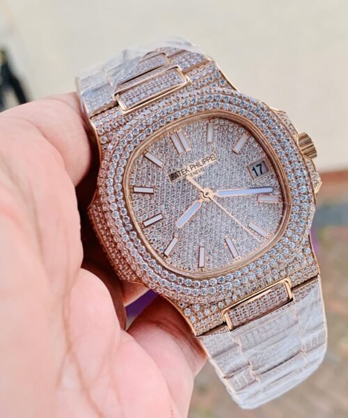 ICED Nautilus Jumbo 5711 RG TWF Full Paved Diamonds Dial Case and Bracelet A324