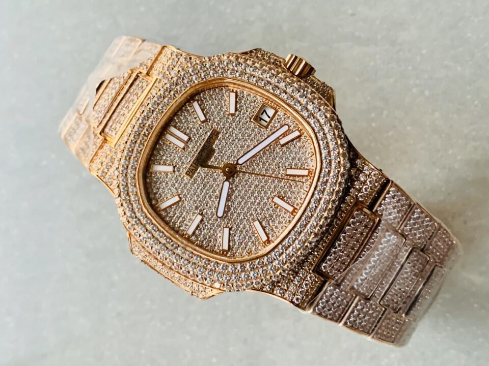 ICED Nautilus Jumbo 5711 RG TWF Full Paved Diamonds Dial Case and Bracelet A324 - Image 3