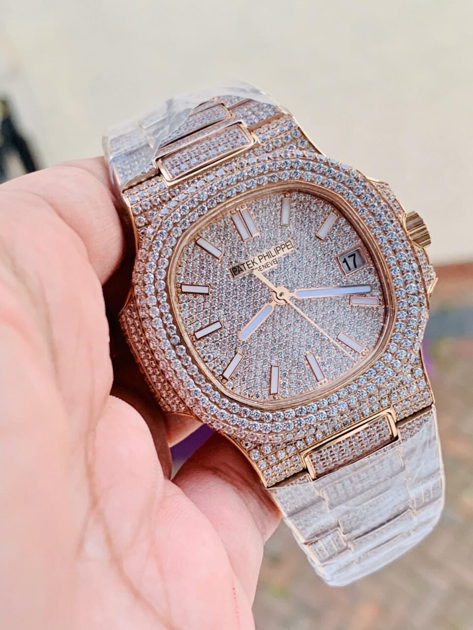 ICED Nautilus Jumbo 5711 RG TWF Full Paved Diamonds Dial Case and Bracelet A324