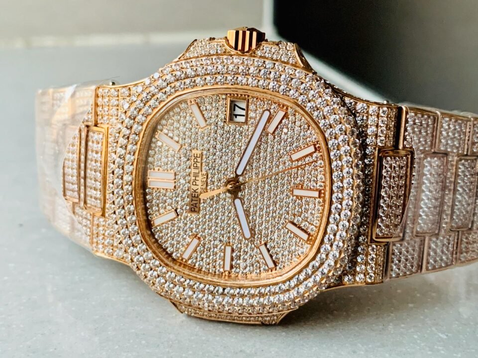 ICED Nautilus Jumbo 5711 RG TWF Full Paved Diamonds Dial Case and Bracelet A324 - Image 4
