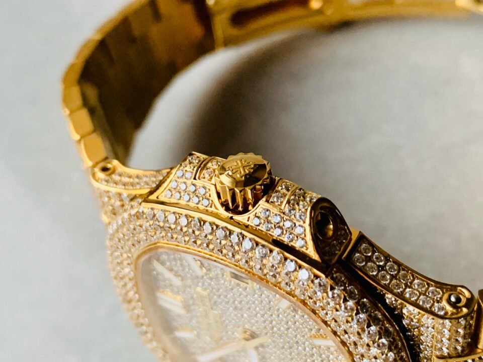 ICED Nautilus Jumbo 5711 YG TWF Full Paved Diamonds Dial Case and Bracelet A324 - Image 5