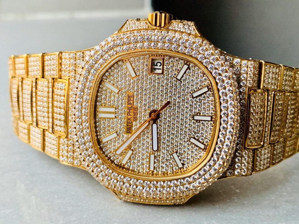 ICED Nautilus Jumbo 5711 YG TWF Full Paved Diamonds Dial Case and Bracelet A324 - Image 3
