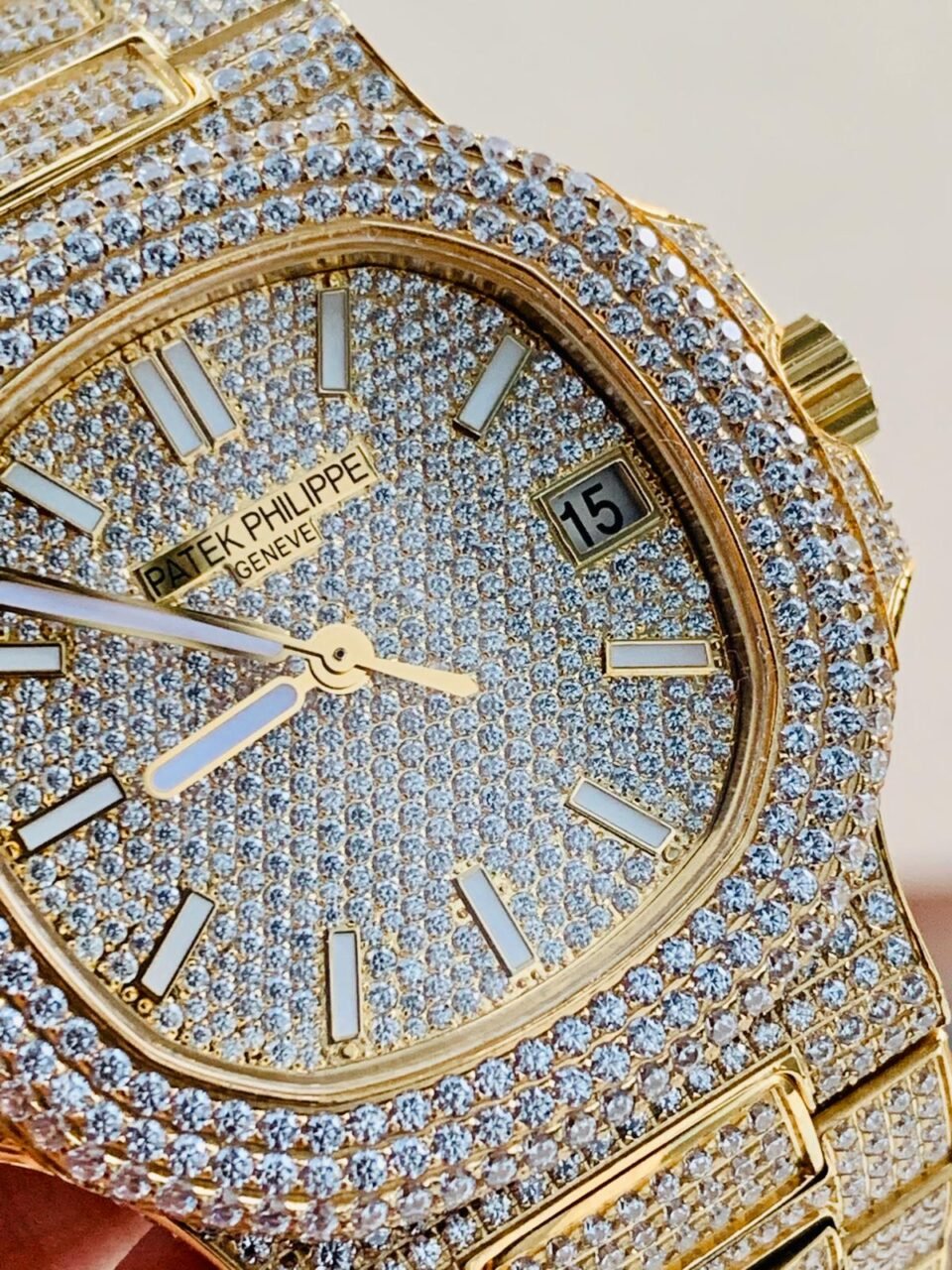 ICED Nautilus Jumbo 5711 YG TWF Full Paved Diamonds Dial Case and Bracelet A324 - Image 2