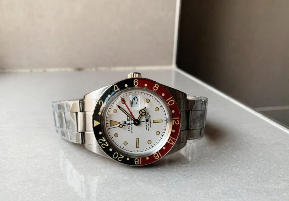 Vintage GMT Master 6542 Black/Red Bezel White Dial on SS Bracelet A2836 - Image 4