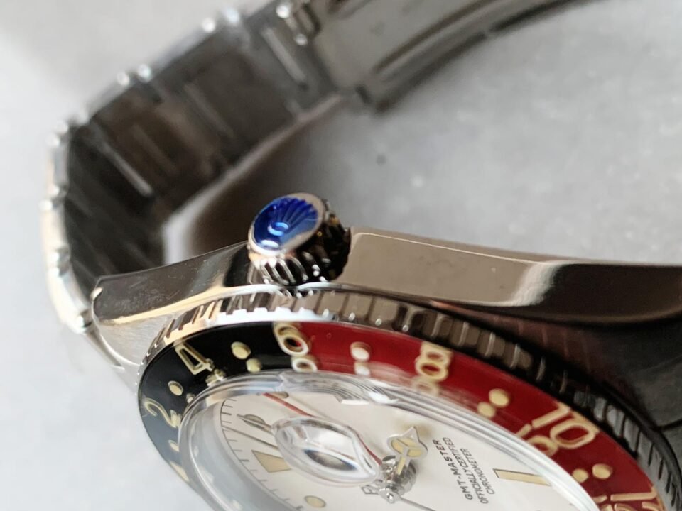 Vintage GMT Master 6542 Black/Red Bezel White Dial on SS Bracelet A2836 - Image 5