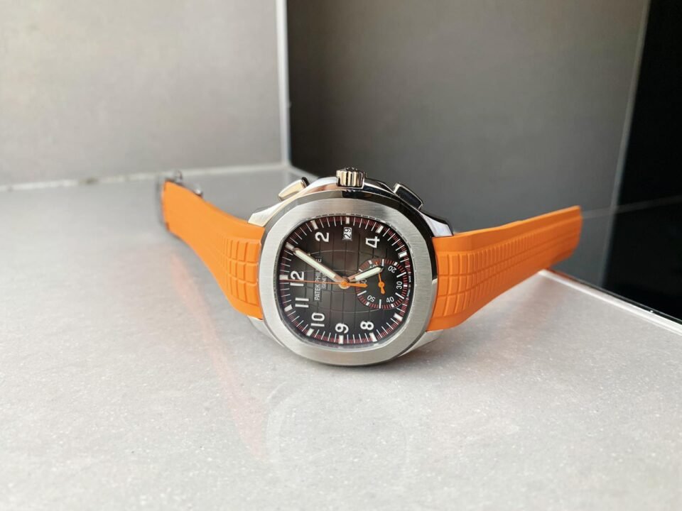 Aquanaut 5168G 42mm SS ZF 1:1 Best Edition Black Dial on Orange Rubber Strap - Image 6