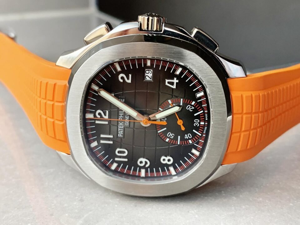 Aquanaut 5168G 42mm SS ZF 1:1 Best Edition Black Dial on Orange Rubber Strap - Image 5