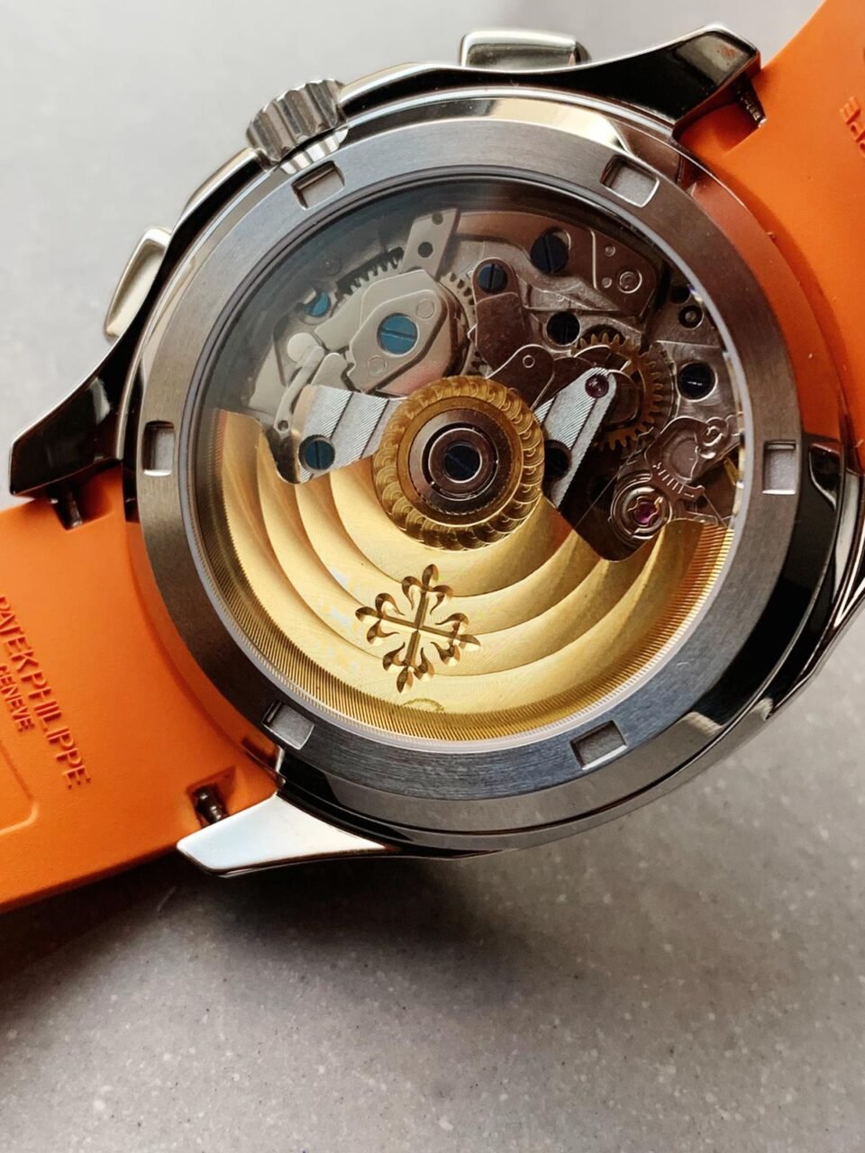 Aquanaut 5168G 42mm SS ZF 1:1 Best Edition Black Dial on Orange Rubber Strap - Image 8