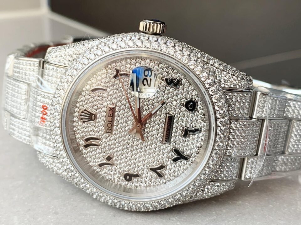 OYSTER PERPETUAL 41mm 904L SS MOISSANITE DIAMONDS BRACELET AND DIAL A2824 iced out - Image 2