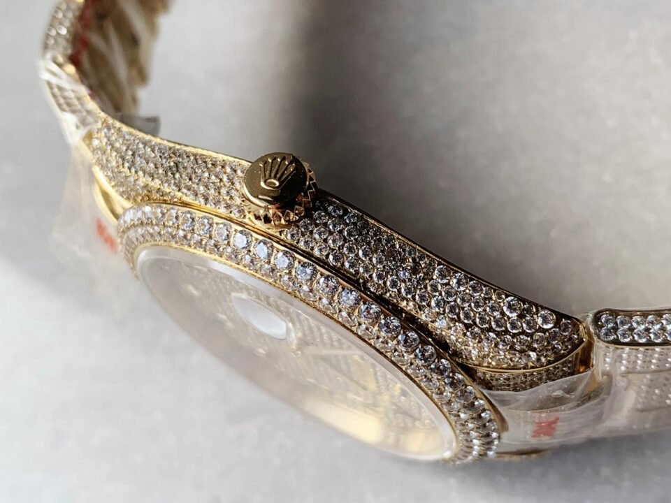 OYSTER PERPETUAL 41mm 904L SS SILVER/GOLD MOISSANITE DIAMONDS BRACELET AND DIAL A2824 iced out - Image 6