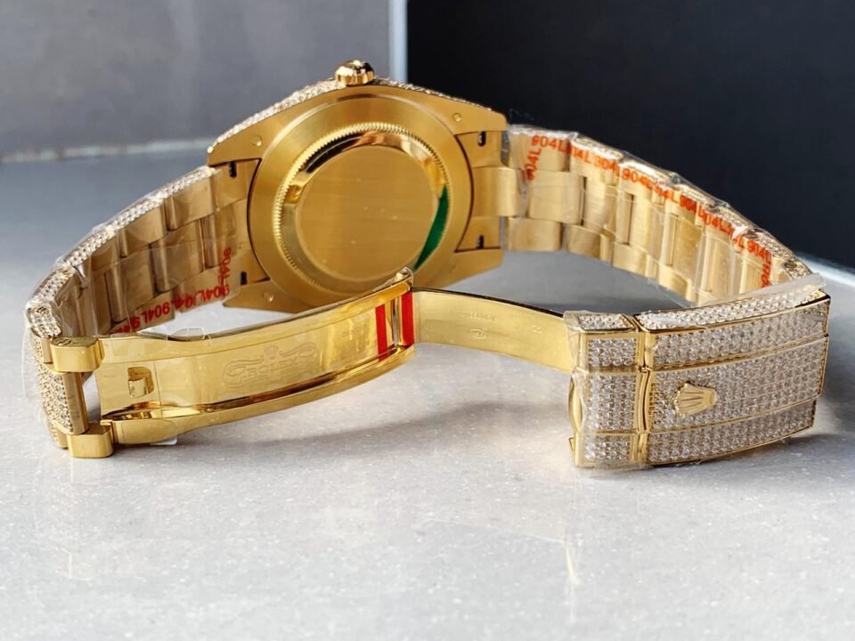 OYSTER PERPETUAL 41mm 904L SS SILVER/GOLD MOISSANITE DIAMONDS BRACELET AND DIAL A2824 iced out - Image 8