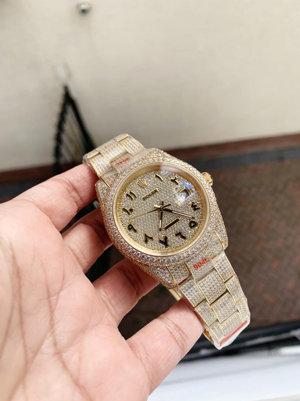 OYSTER PERPETUAL 41mm 904L SS SILVER/GOLD MOISSANITE DIAMONDS BRACELET AND DIAL A2824 iced out