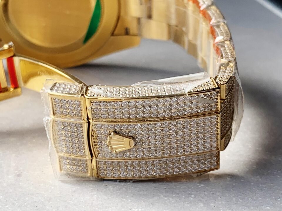 OYSTER PERPETUAL 41mm 904L SS SILVER/GOLD MOISSANITE DIAMONDS BRACELET AND DIAL A2824 iced out - Image 9