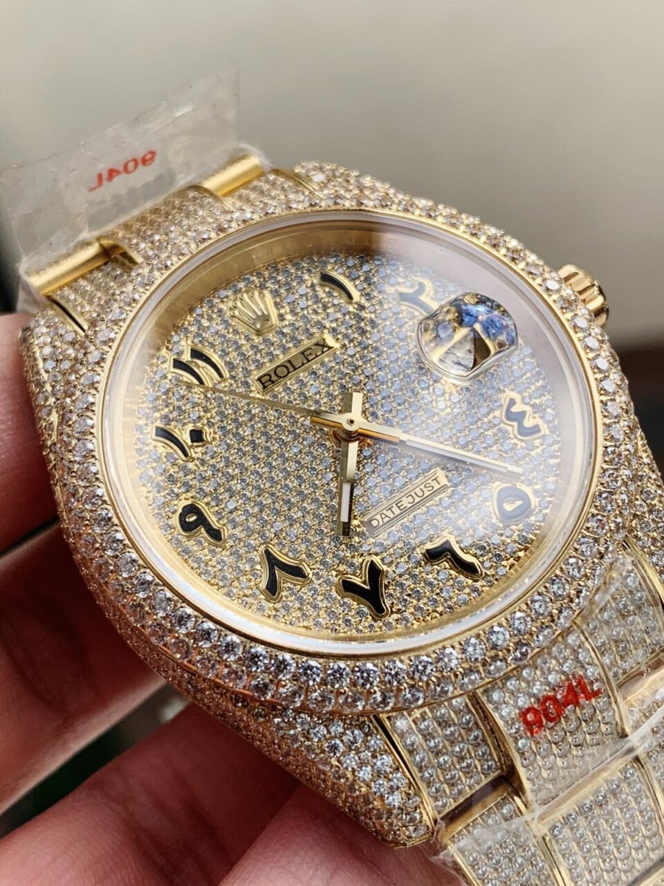 OYSTER PERPETUAL 41mm 904L SS SILVER/GOLD MOISSANITE DIAMONDS BRACELET AND DIAL A2824 iced out - Image 5