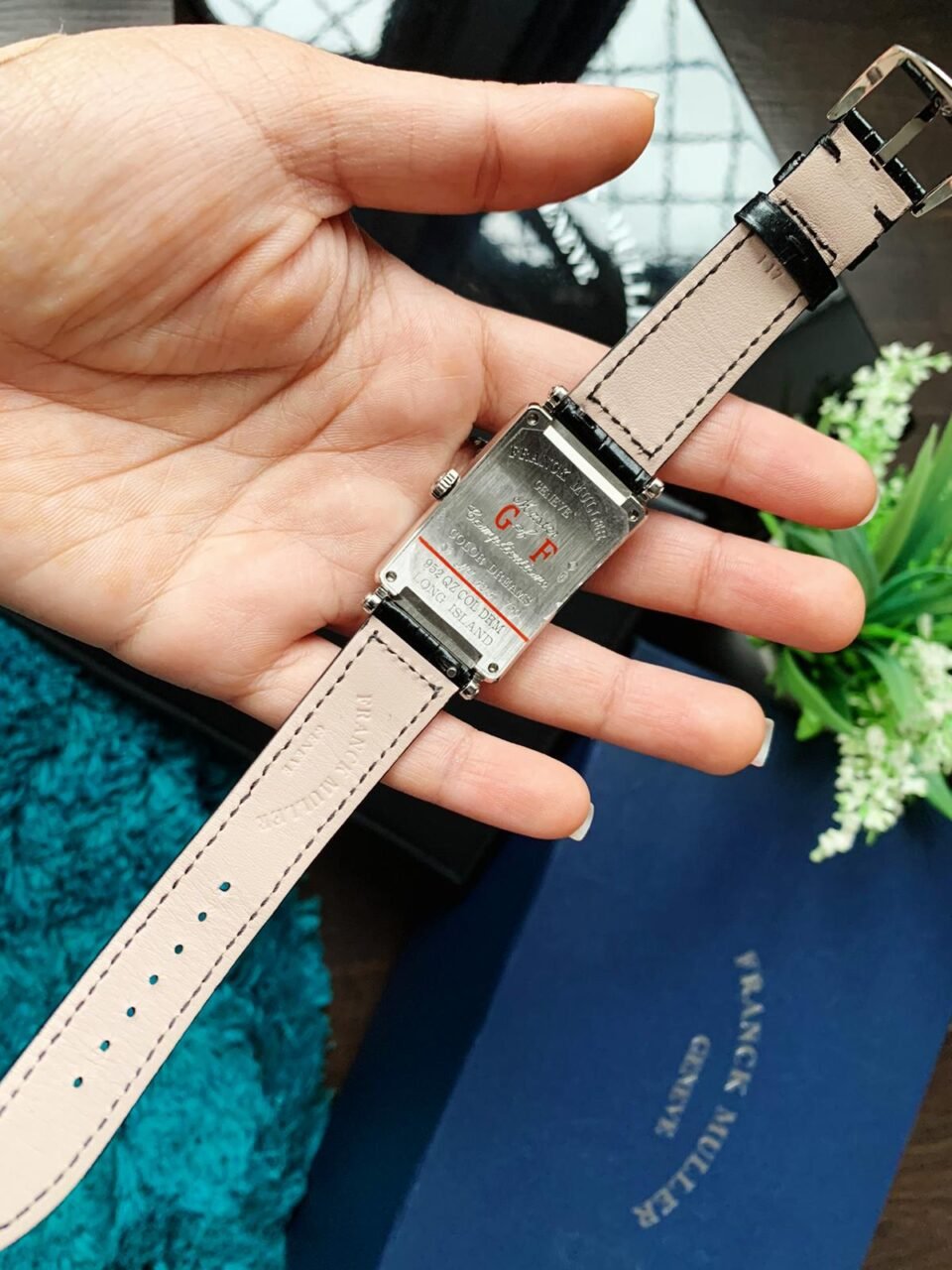 Long Island SS GF 1:1 Best Edition DIAMOND BEZEL White Dial Colourful Markers on BLACK Leather Strap Swiss Quartz - Image 7