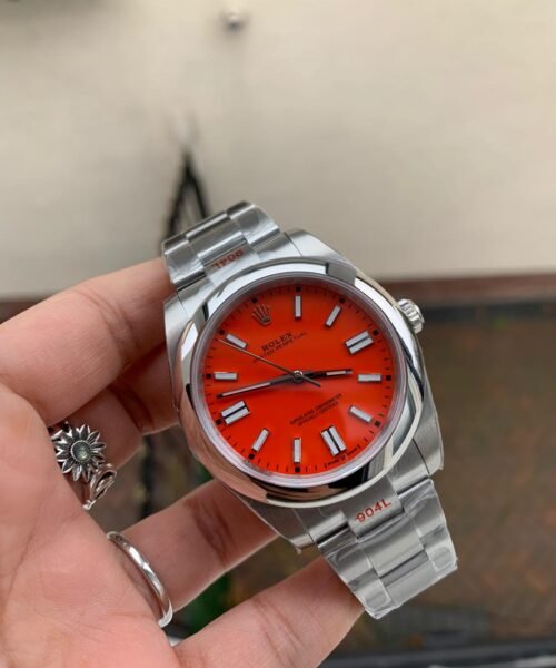 OYSTER PERPETUAL EW FACTORY CORAL RED DIAL 41MM Asian 3230 automatic movement