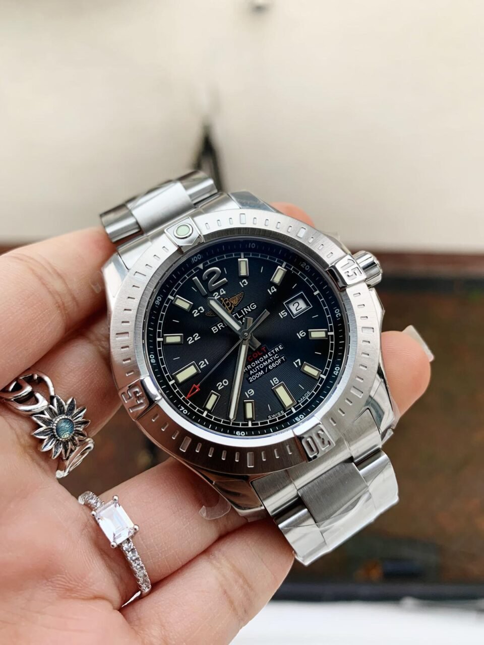Colt Automatic 44mm SS GF 1:1 Best Edition BLACK Textured Dial on SS Bracelet A2824