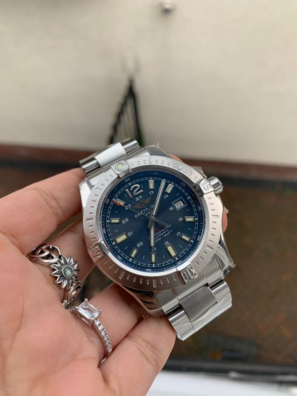 Colt Automatic 44mm SS GF 1:1 Best Edition BLUE Textured Dial on SS Bracelet A2824