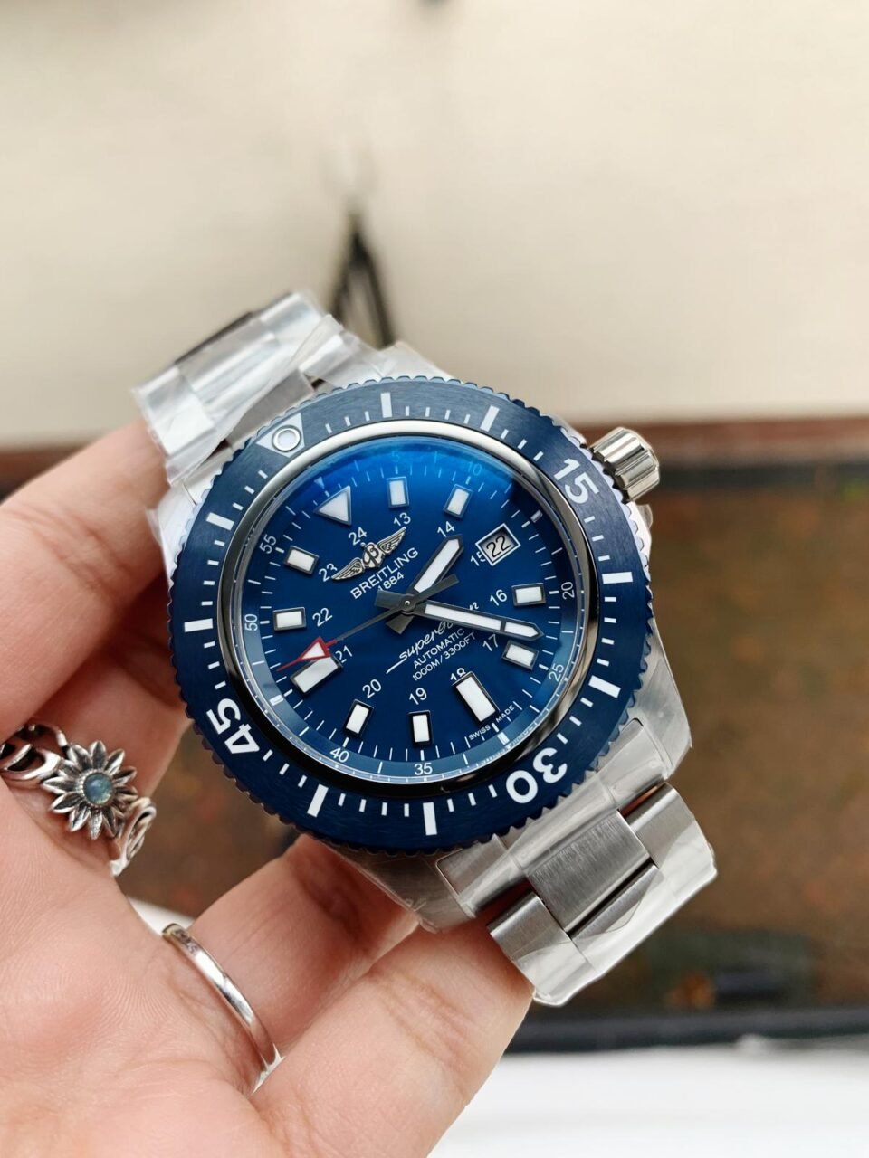 Superocean 44mm Special GF 1:1 Best Edition Blue Dial on SS Bracelet A2824